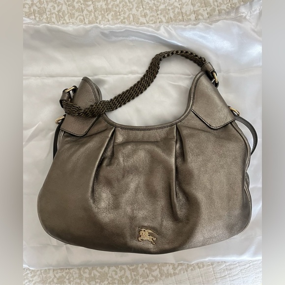 Burberry Silver Gold Metallic Prorsum Bag Mixed Metal Woven Chain Crossbody Bag - Picture 5 of 17